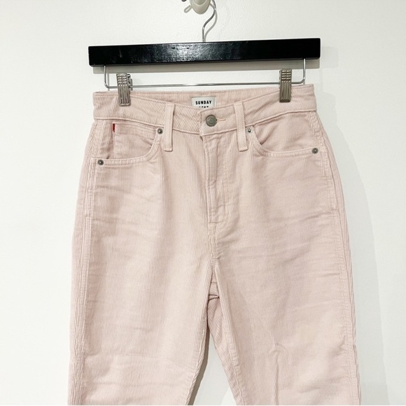 Sunday Best Aritzia Light Pink Cotton Zip Fly Corduroy Straight Leg Pants SZ 2 - Picture 2 of 11